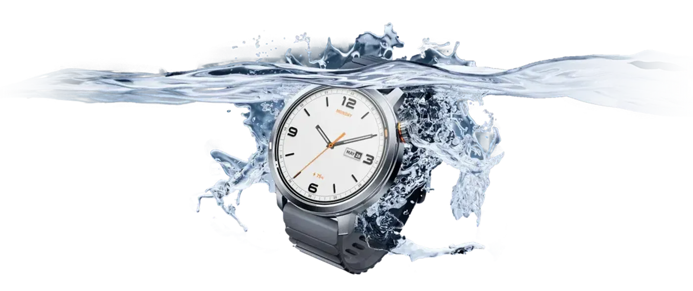 The KOSPET Orb with water droplets on its case and screen