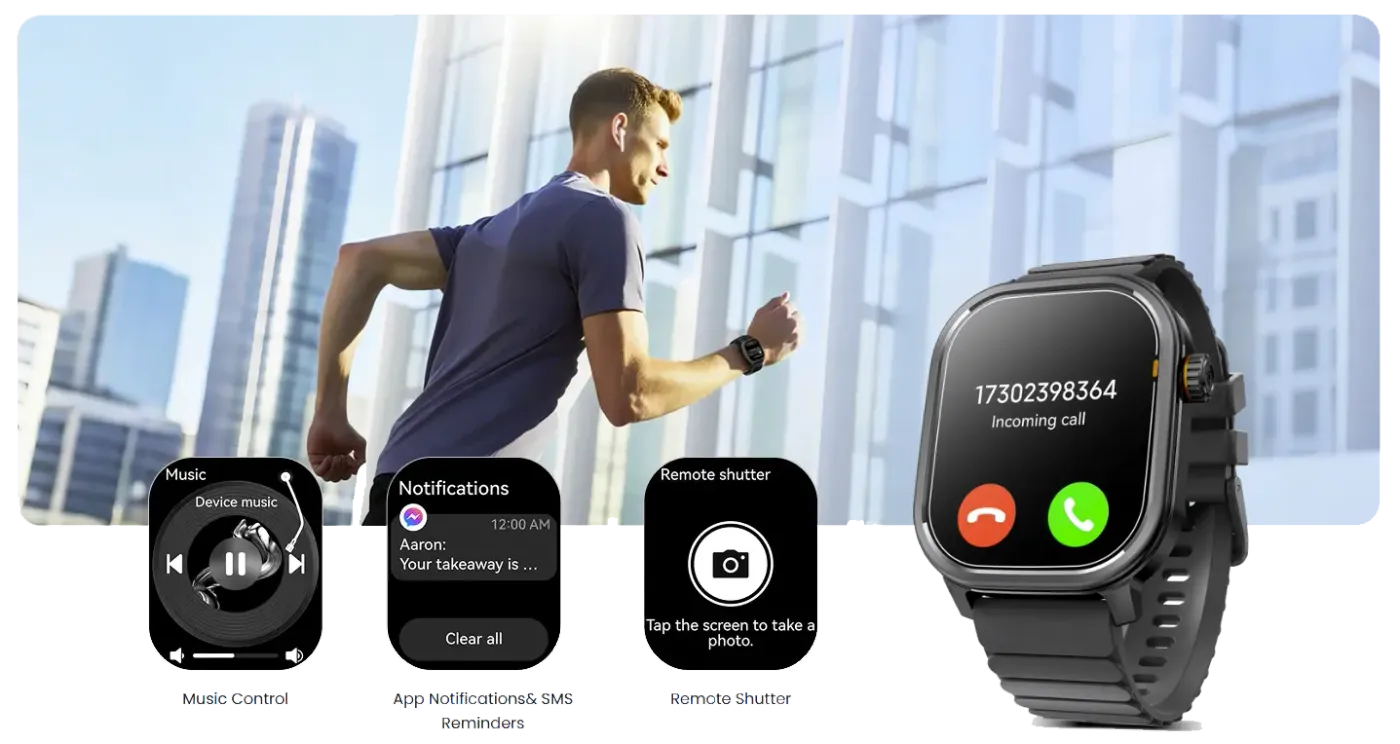 Taking a Bluetooth call on the KOSPET Pulse smart watch