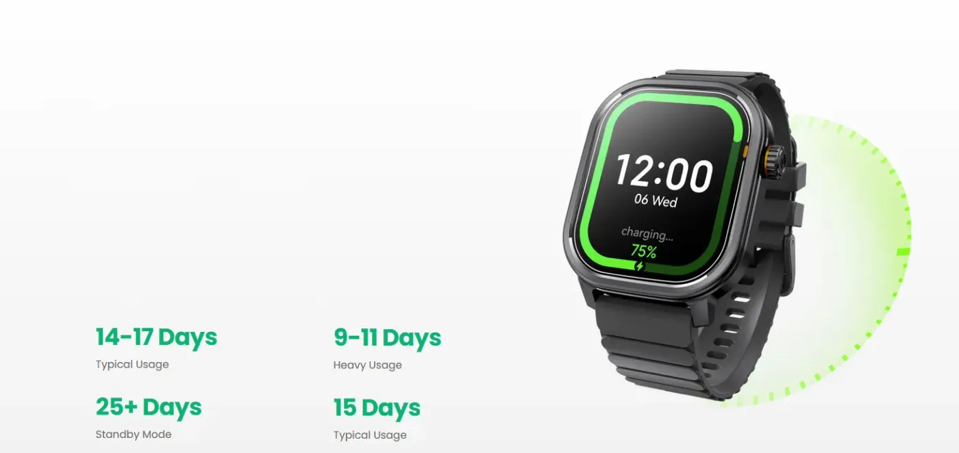 Battery status shown on the KOSPET Pulse smart watch
