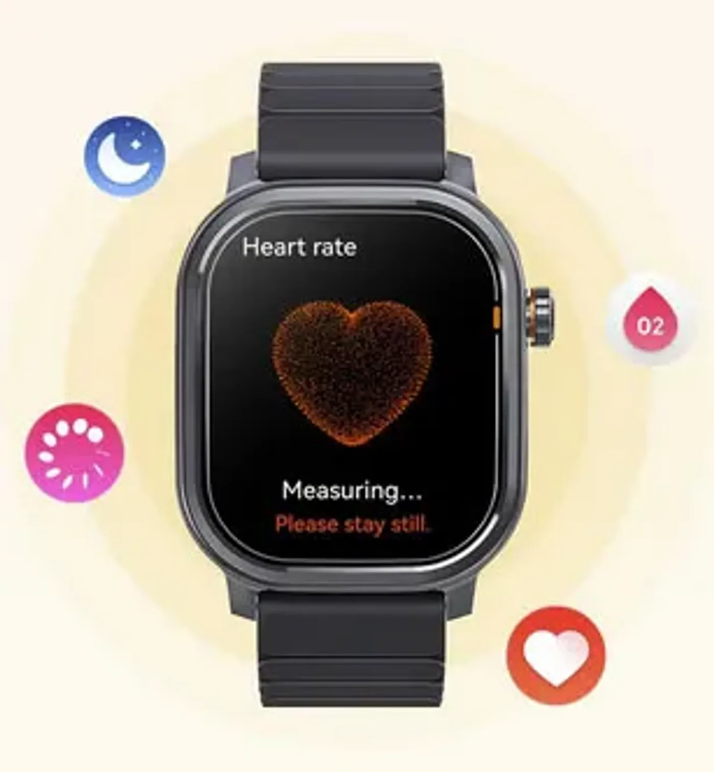 Real-time heart rate and stress readings on the KOSPET Pulse