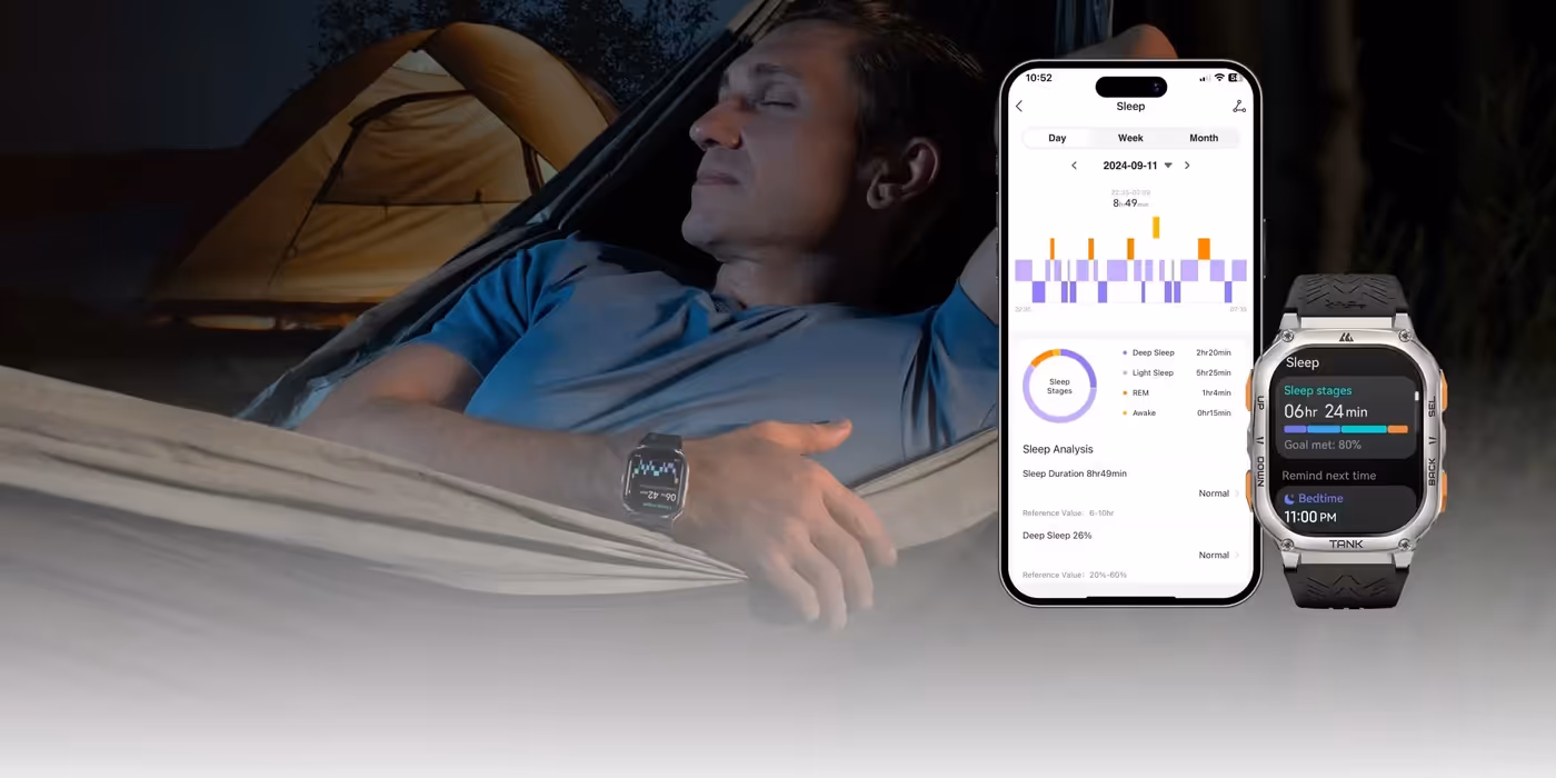 Smartwatch displaying comprehensive health tracking and sleep pattern analysis