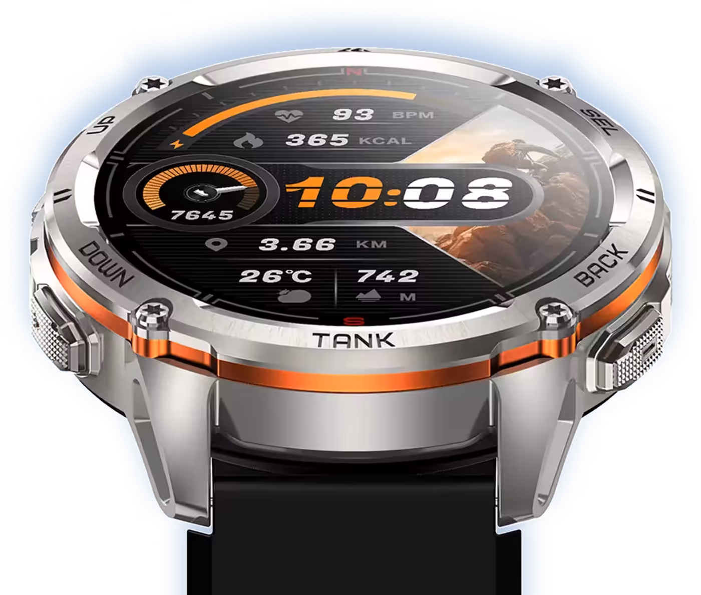 1.43-inch AMOLED display on the KOSPET TANK T3 ULTRA 2 smartwatch