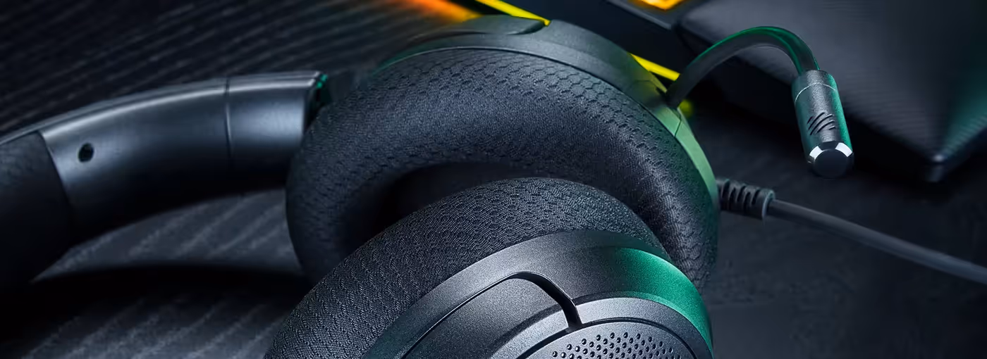 FlowKnit memory foam ear cushions designed for breathable and comfortable extended gaming sessions