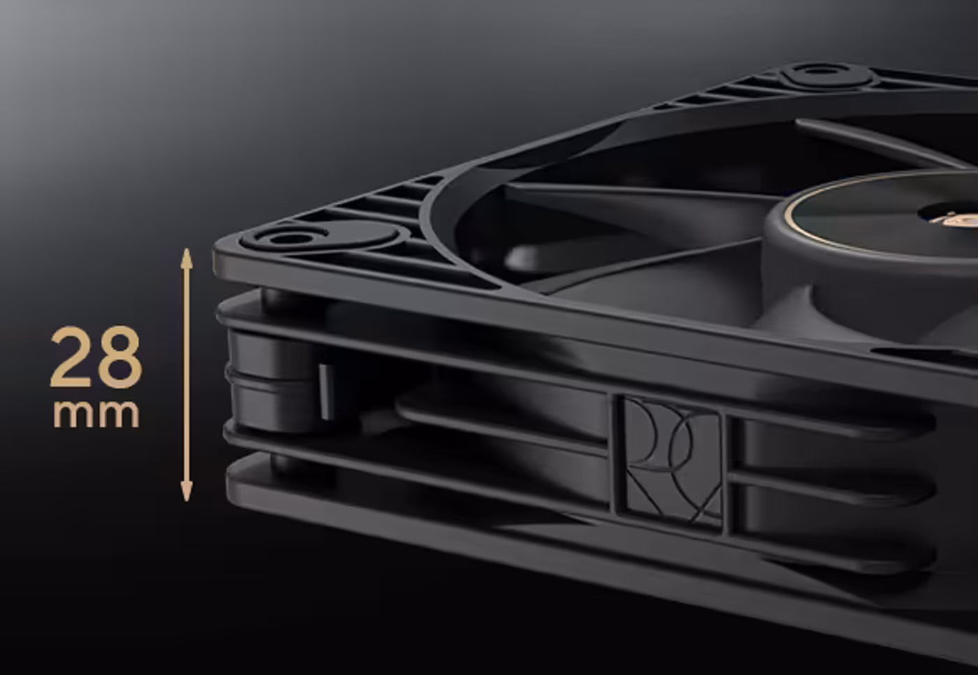Close up of the ProArt PF120 fan frame and blade construction details