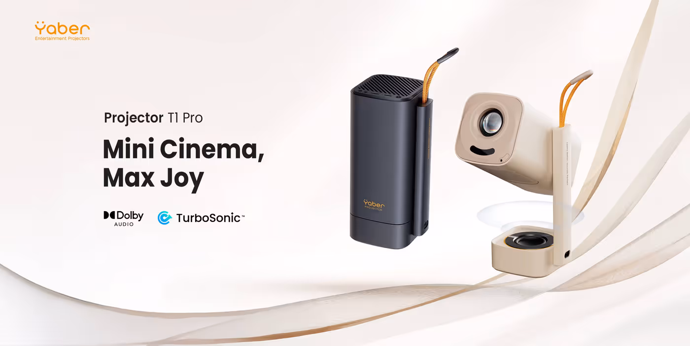 The Yaber T1 Pro popping up and projecting an image within seconds of being placed