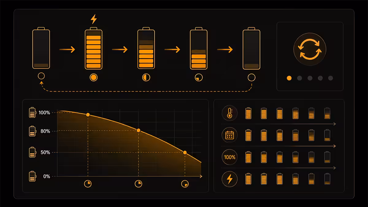 Battery cycle count and health