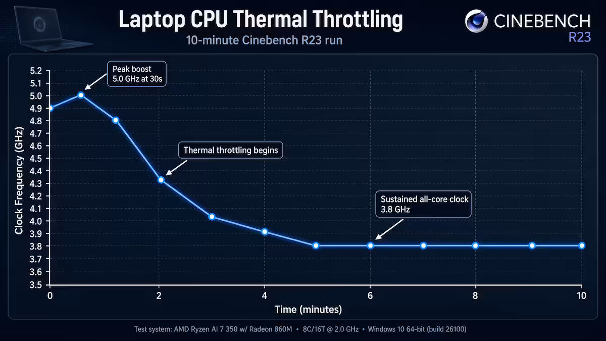 Laptop CPU thermal throttling graph