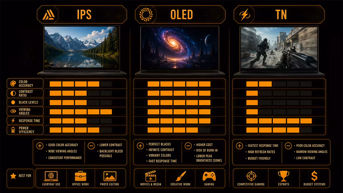 IPS OLED TN comparison