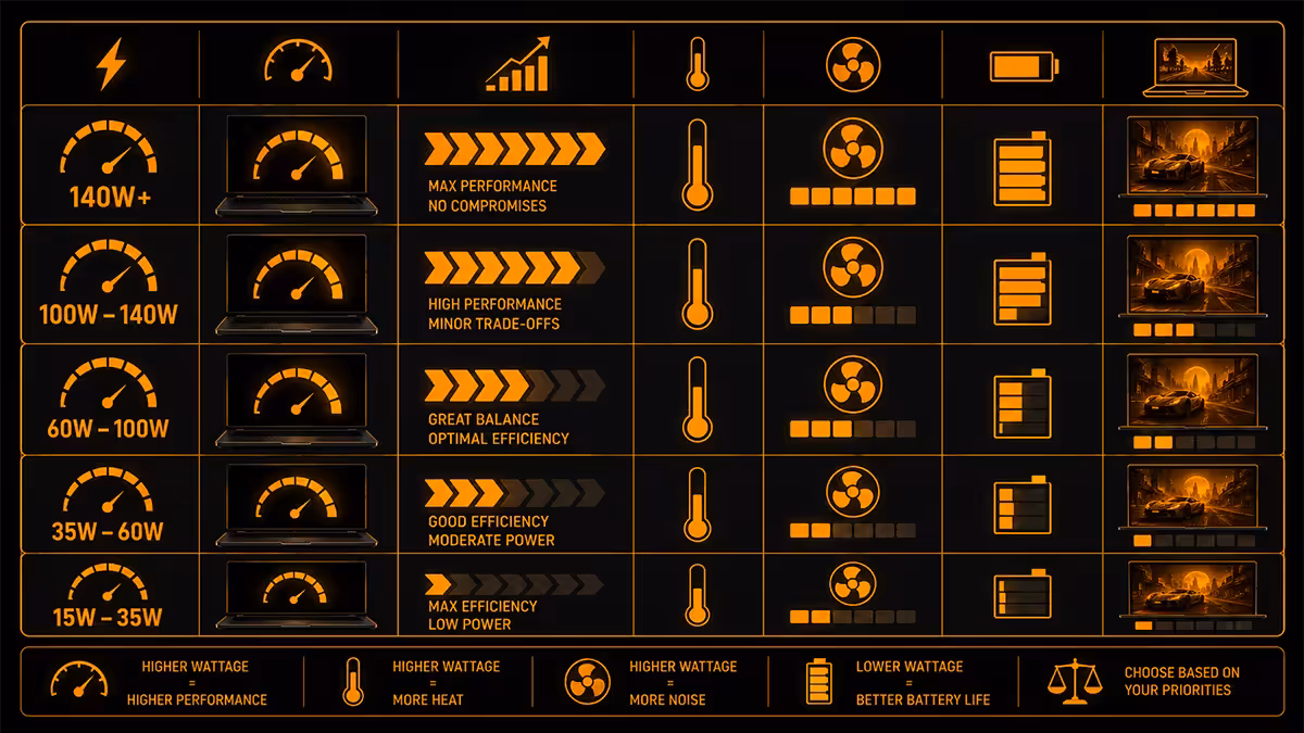 Laptop GPU wattage tiers