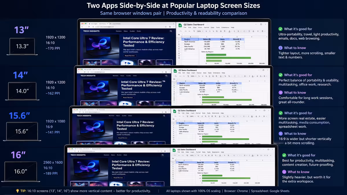 Two-app side-by-side at each size