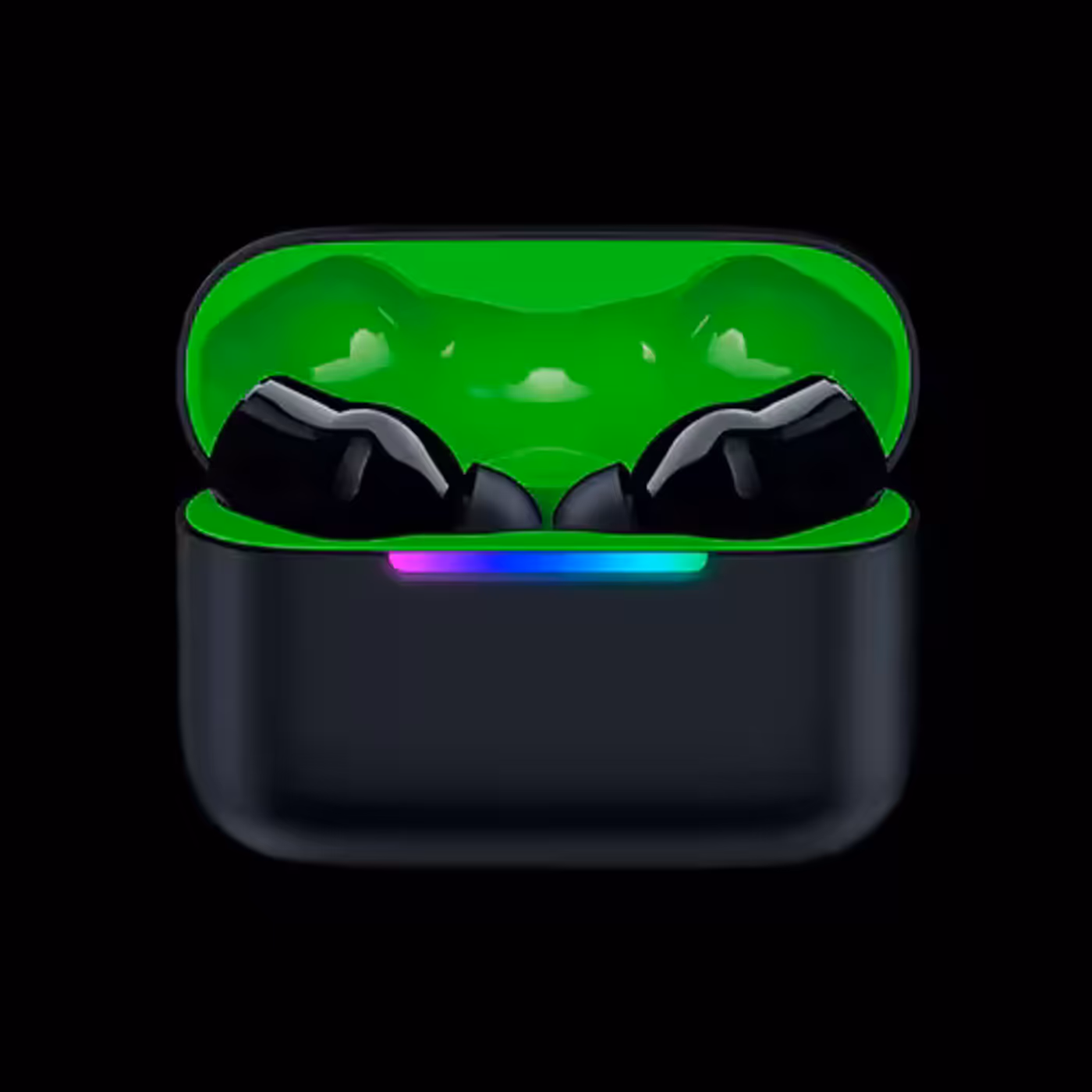 Charging case displaying a convenient LED indicator bar for alerts and pairing