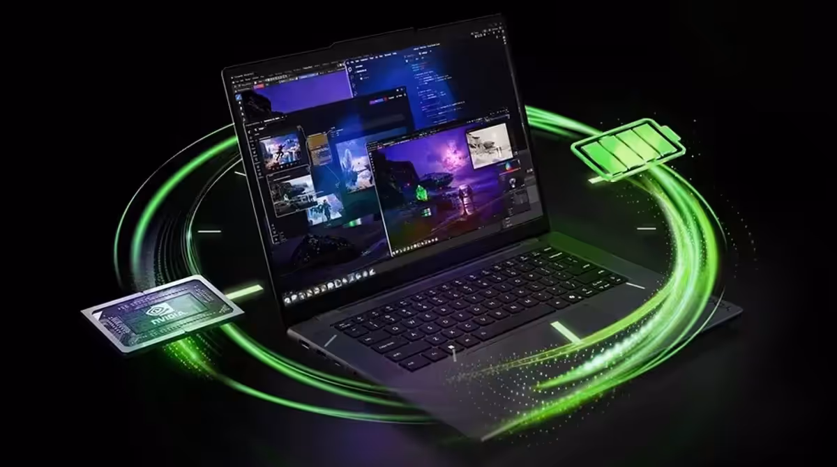 Laptop symbolizing long battery life and rapid charging capabilities