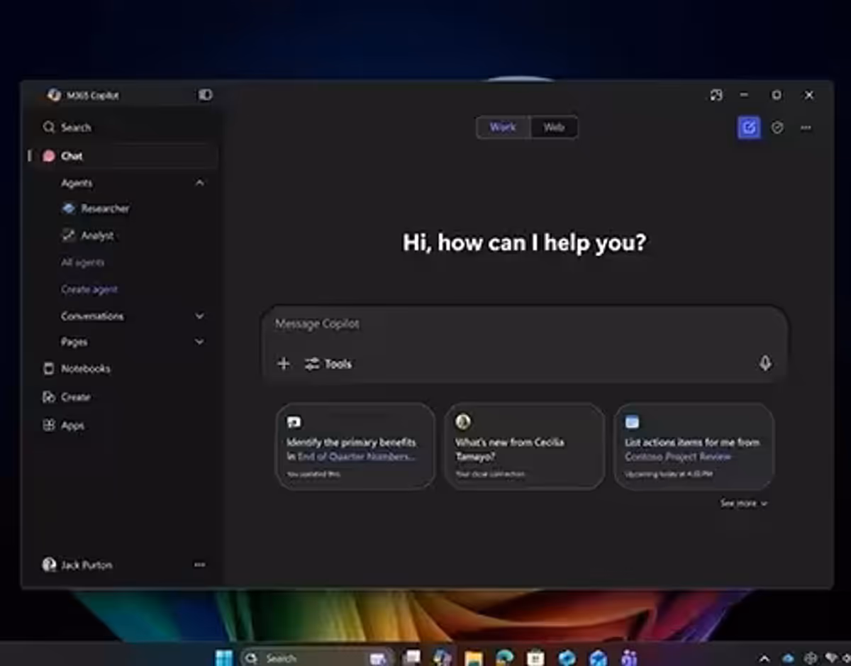 Copilot digital assistant feature ready to help with tasks