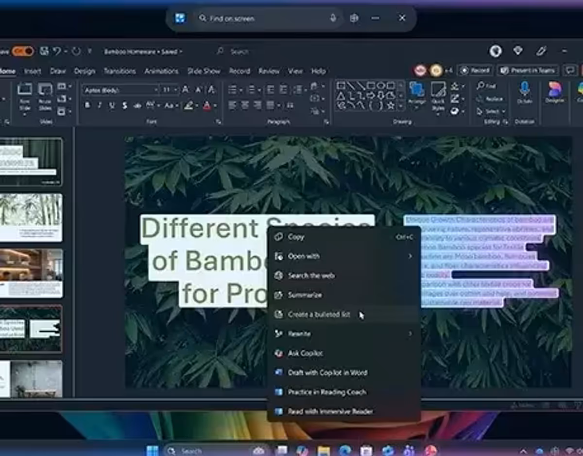 Click to Do feature highlighting text editing capabilities