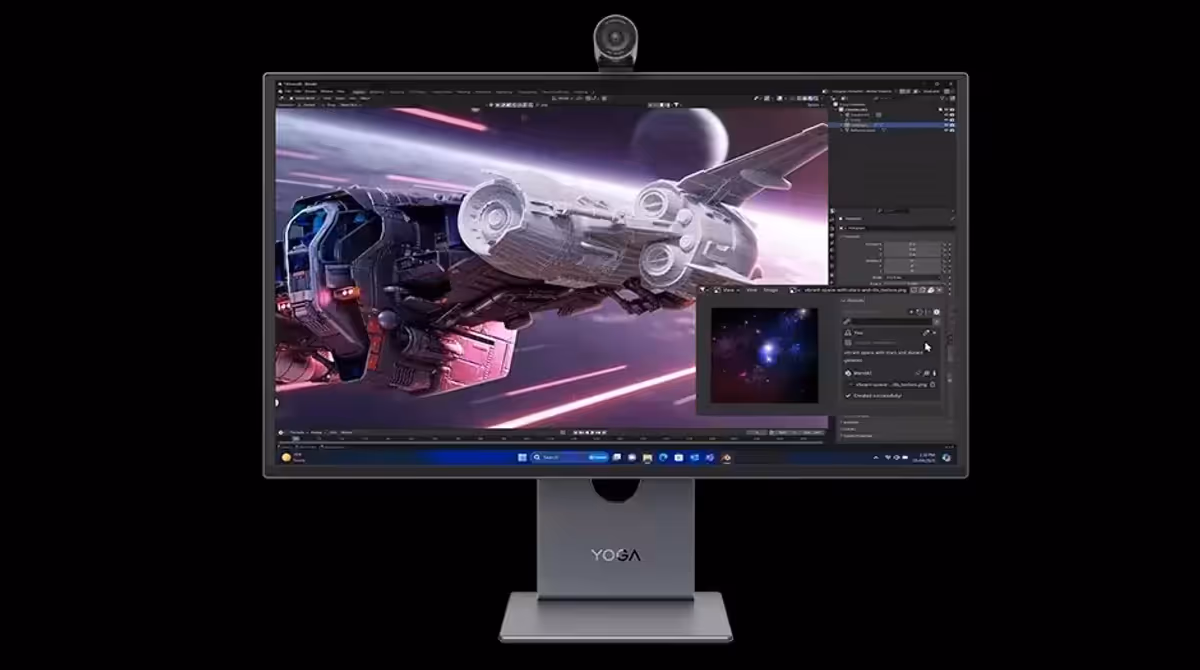 Yoga Pro 27UD-10 OLED display monitor extending workspace options