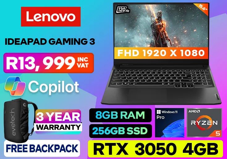 Lenovo IdeaPad Gaming Ryzen 5 5600H 8GB RAM & 256GB SSD And RTX 3050 4GB