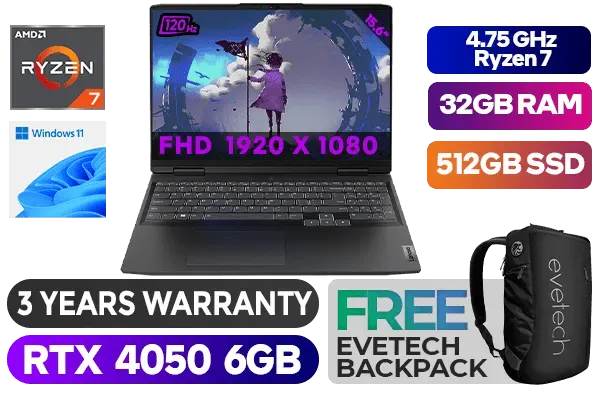 Lenovo IdeaPad Gaming 3 15ARH7 Ryzen 7 RTX 4050 Laptop With 32GB RAM - image 1 Lenovo IdeaPad Gaming 3 15ARH7 Ryzen 7 RTX 4050 Laptop With 32GB RAM - image 1