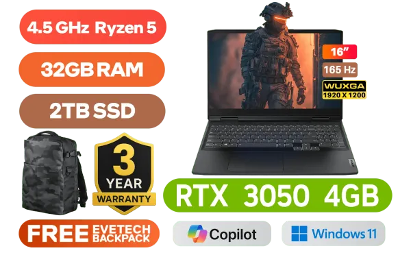 Lenovo IdeaPad Gaming 3 RTX 3050 Laptop With 32GB RAM & 2TB SSD - image 1 Lenovo IdeaPad Gaming 3 RTX 3050 Laptop With 32GB RAM & 2TB SSD - image 1