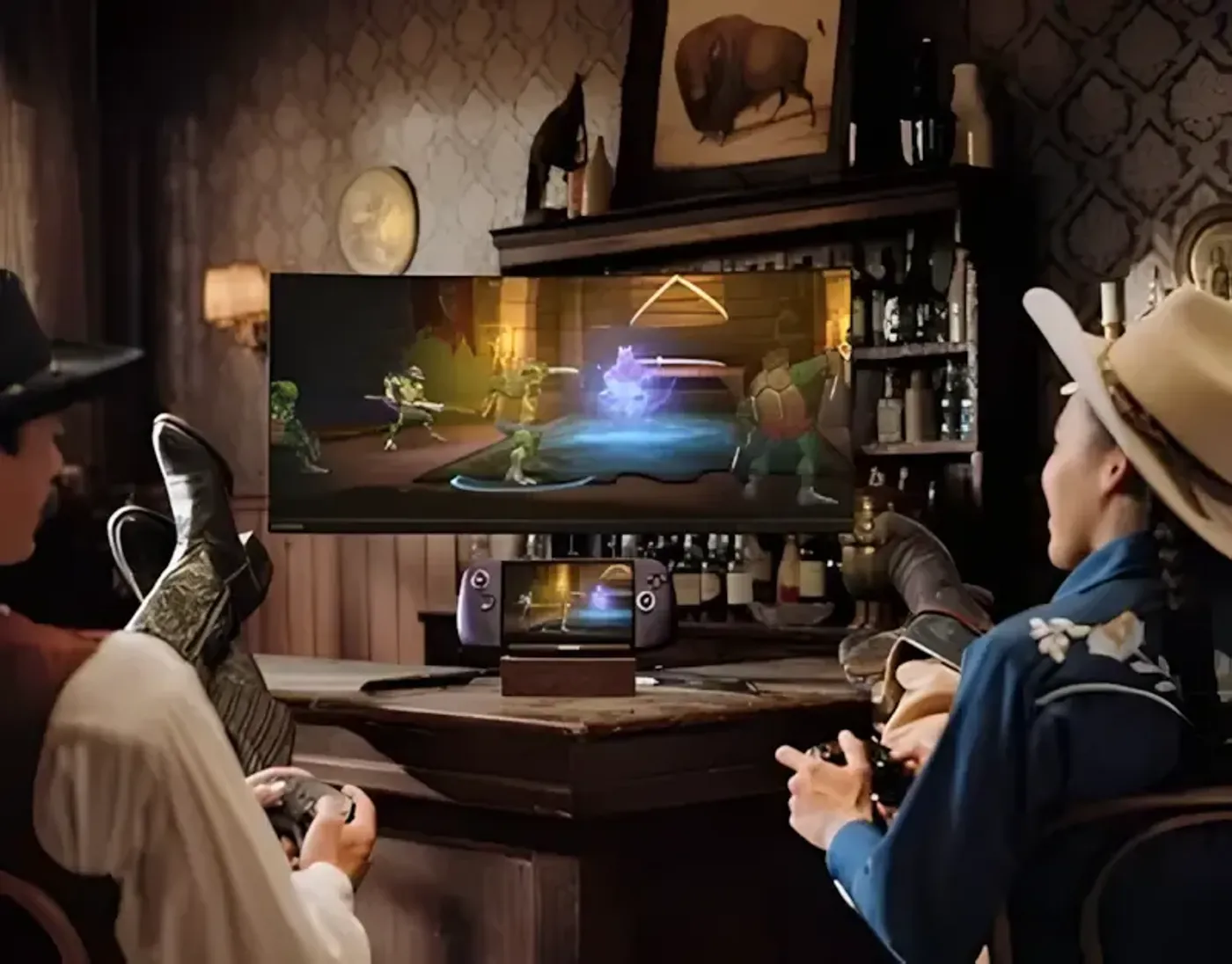 Device image illustrating its capability for immersive audio