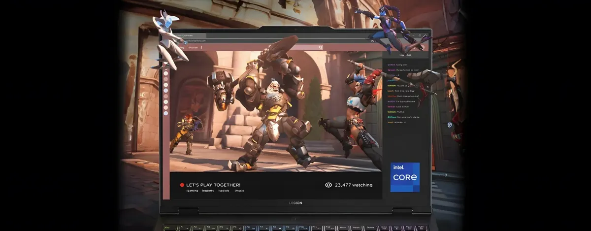 Closeup of Legion Pro 5i Gen 9 screen with performance provided by Intel® Core™ processors