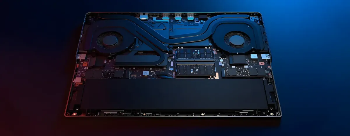 Legion Pro 5i Gen 9 bottom side view of the insides