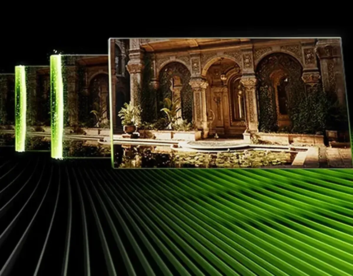 Illustration of DLSS 4 improving frame rates and image quality