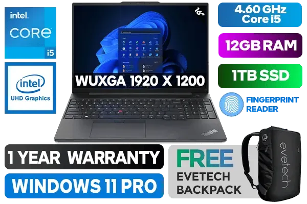 Lenovo ThinkPad E16 Gen 1 13th Gen Intel Core i5 Laptop with 12GB RAM & 1TB SSD - image 1 Lenovo ThinkPad E16 Gen 1 13th Gen Intel Core i5 Laptop with 12GB RAM & 1TB SSD - image 1