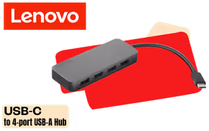 Lenovo USB-C to 4-Port USB-A Hub 4X90X21427R — Expand Ports - image 1