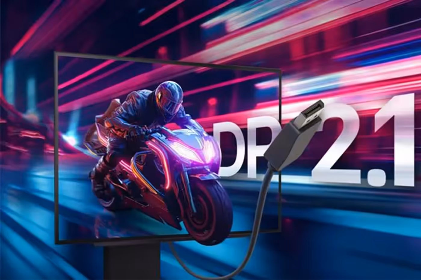 DisplayPort 2.1 and HDMI 2.1 connectivity for gaming monitor