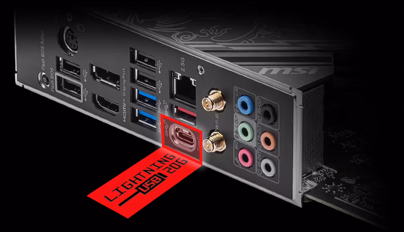 Lightning USB 3.2 Gen 2x2 port offering 20Gb/s speeds