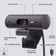 Logitech Brio 500 Full HD Webcam — Auto Light, Dual Mics - image 5