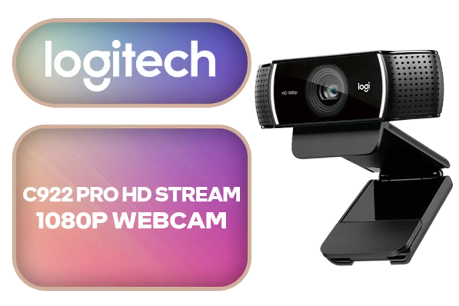 Logitech C922 PRO HD Stream Webcam / Full HD 1080p Streaming / Auto Light Correction / Stereo Microphone Audio / 960-001088