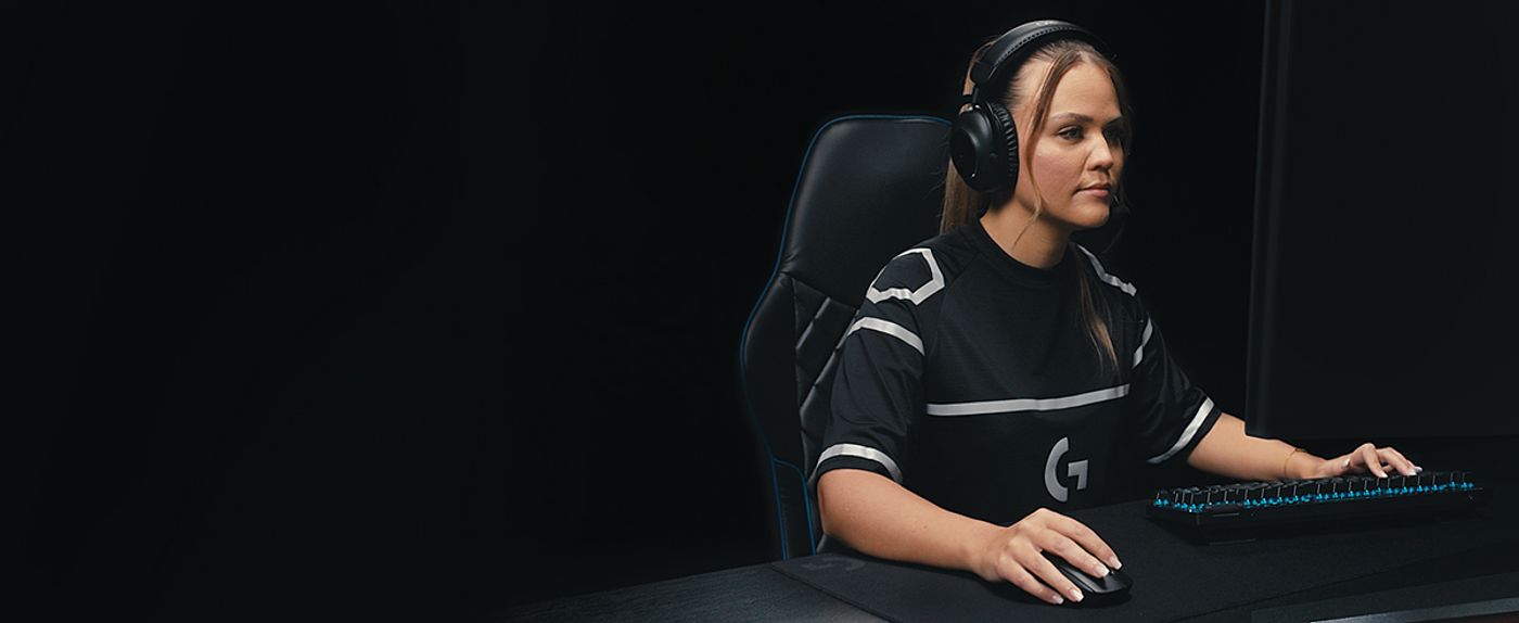 Logitech G PRO X TKL LIGHTSPEED gaming keyboard in black shown from above with its compact tenkeyless layout