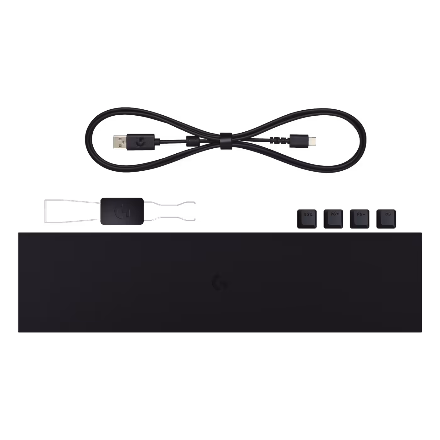 PRO X2 RAPID palm rest, cable, spare keycaps and puller