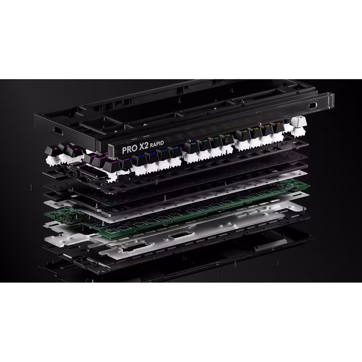 Exploded view of the PRO X2 RAPID layers and switches