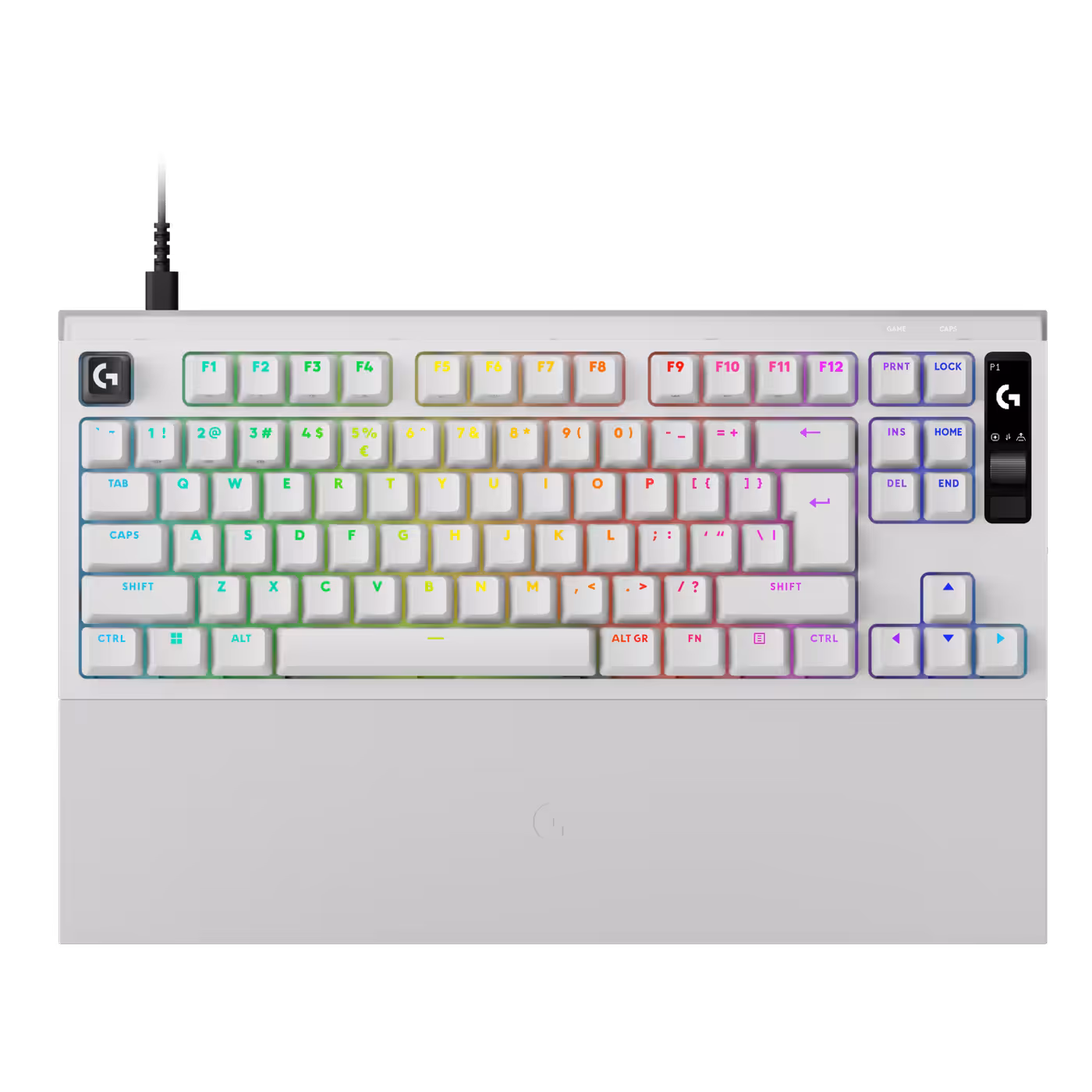 Top view of the PRO X2 RAPID in white, US International layout