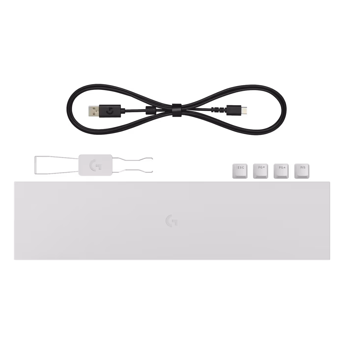 PRO X2 RAPID palm rest, cable, spare keycaps and puller