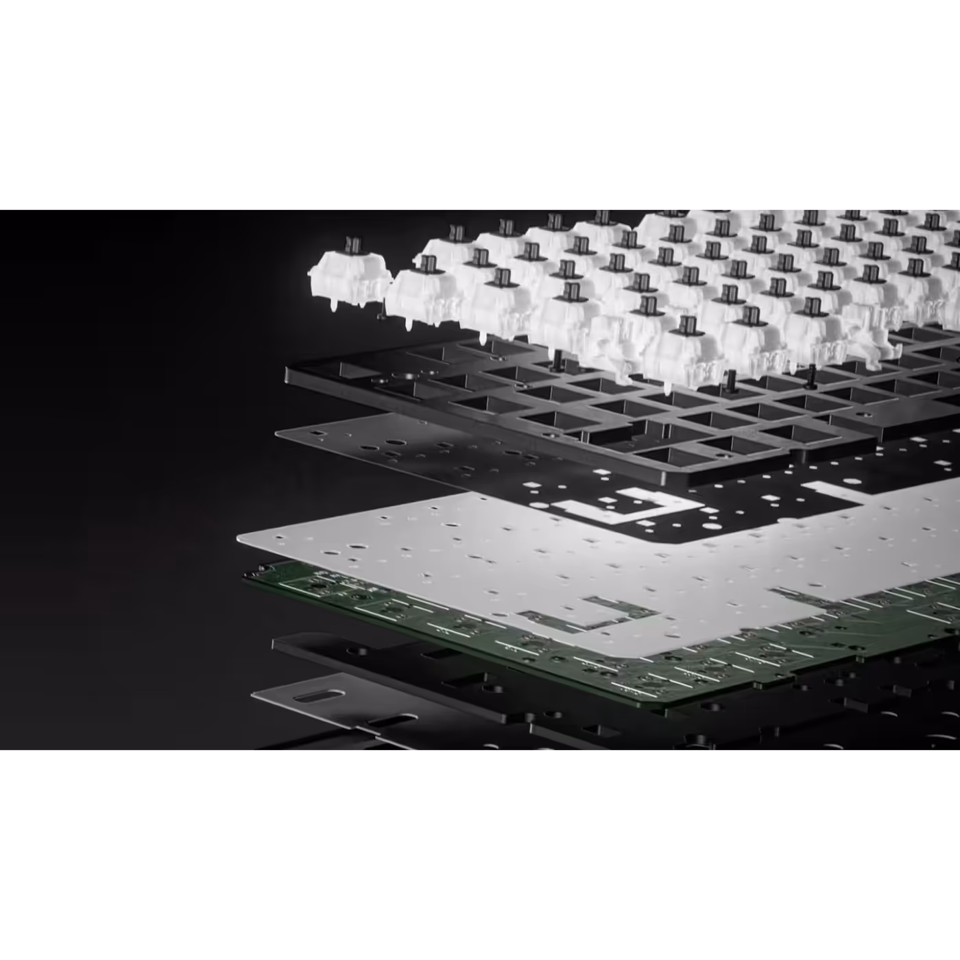 Exploded view of the PRO X2 RAPID switches and layers
