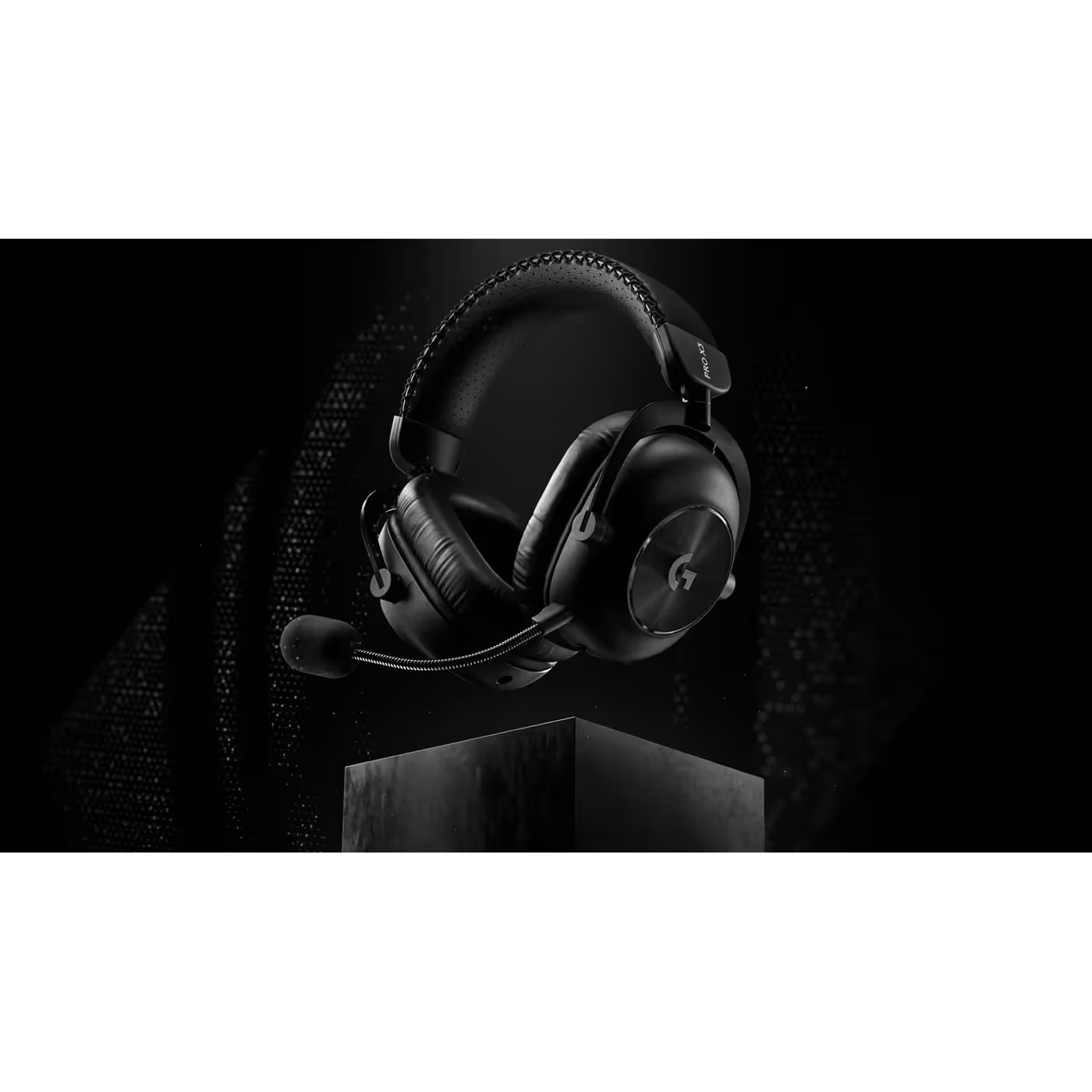 PRO X3 LIGHTSPEED headset in black on a plinth