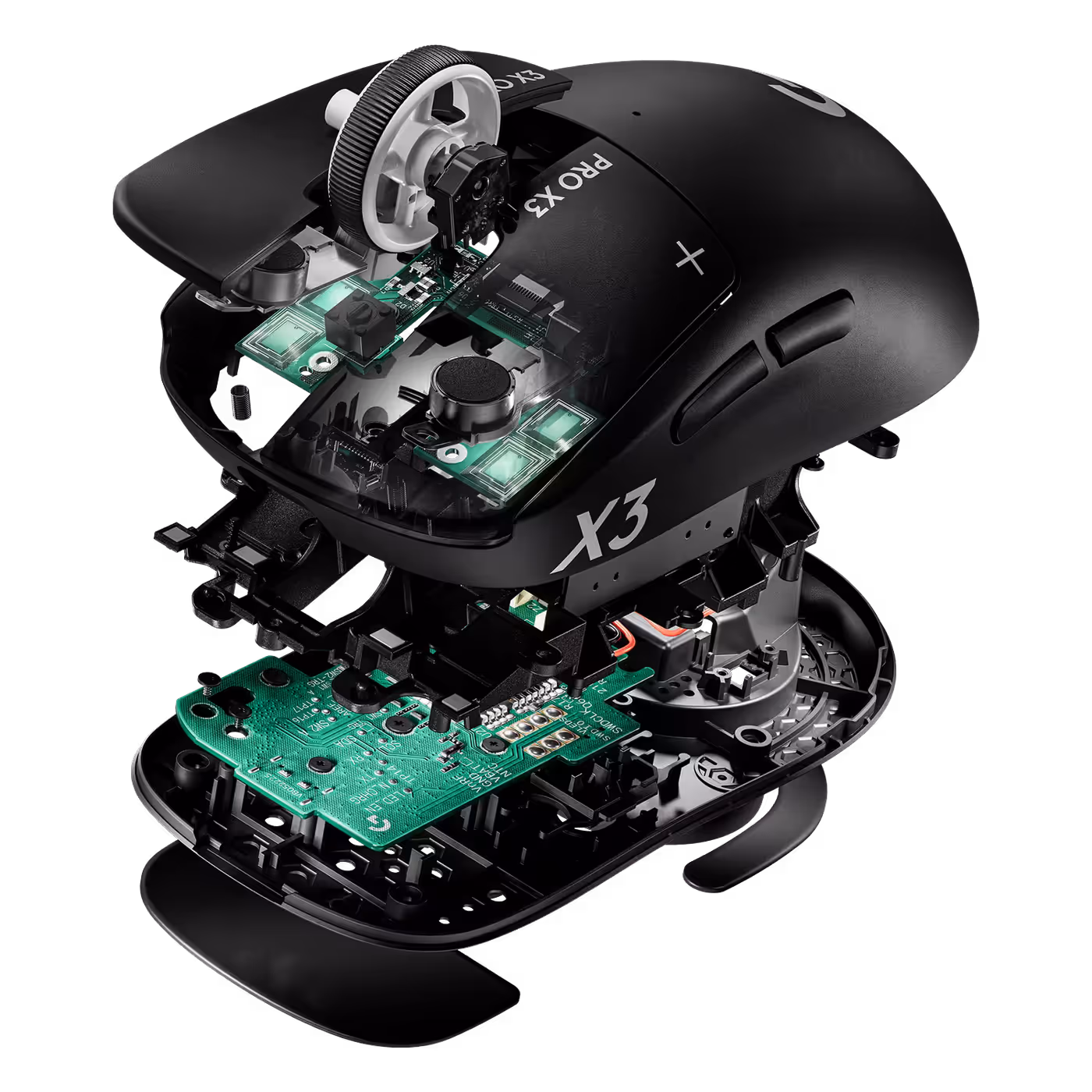 Exploded view of the PRO X3 SUPERSTRIKE internals