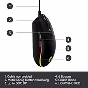 Logitech G102 Lightsync RGB Gaming Mouse — 8,000 DPI (Black) - image 7