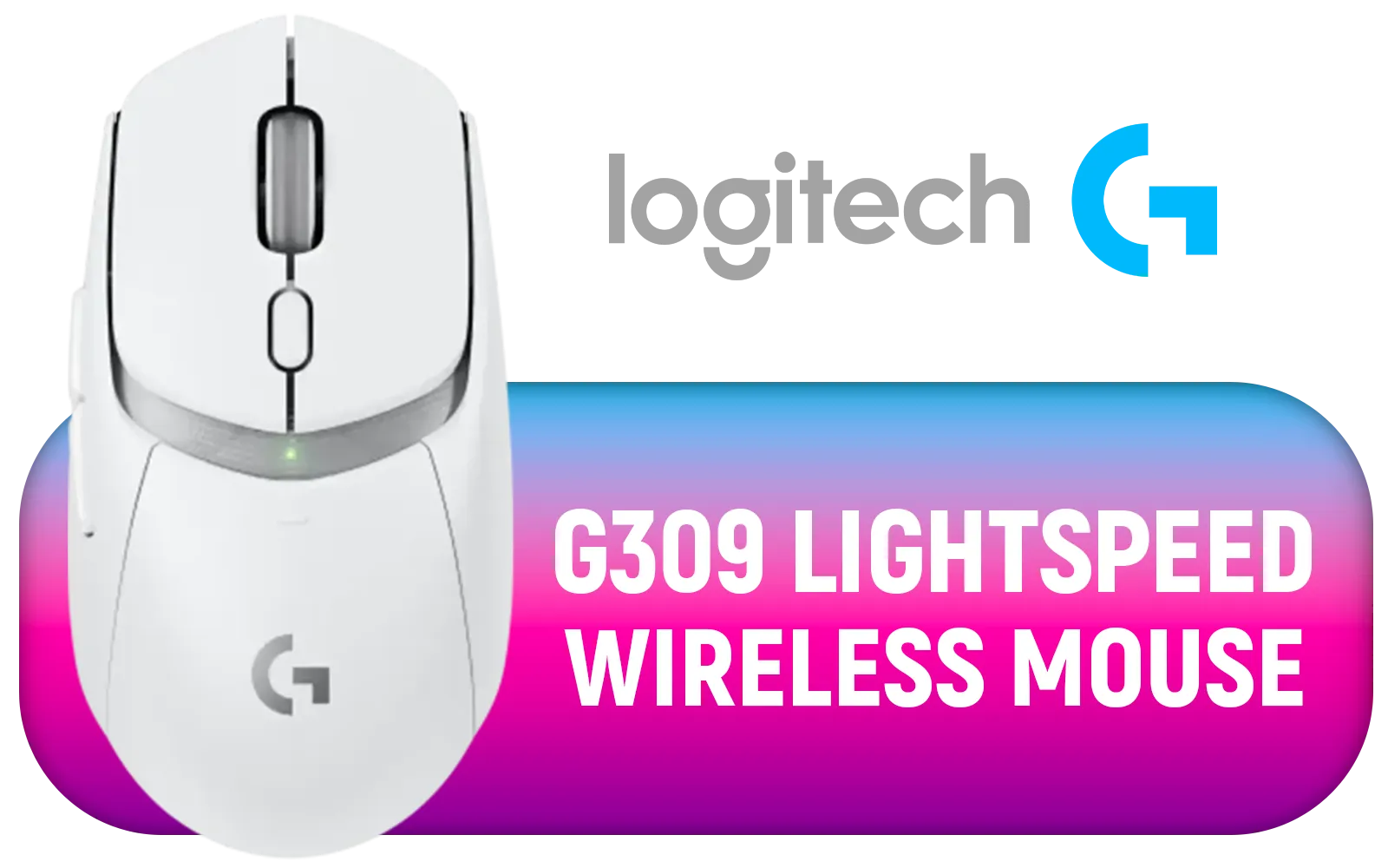 Logitech® G309 Lightspeed Wireless Mouse - White / Lightforce Hybrid Switches / Hero 25K Sensor / Lightweight 86g Design / 910-007208