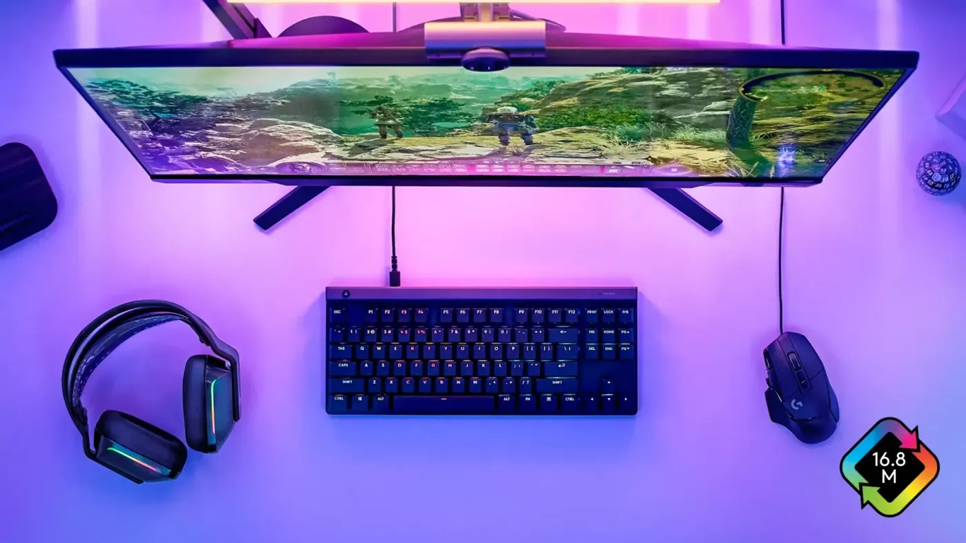 LIGHTSYNC RGB lighting illuminating the keys of the Logitech G515 TKL