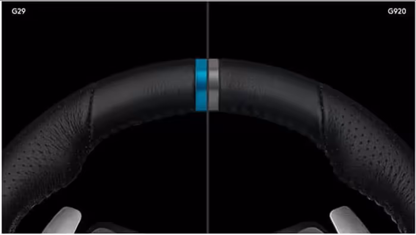 Centre alignment stripe on the top of the Logitech G920 wheel rim
