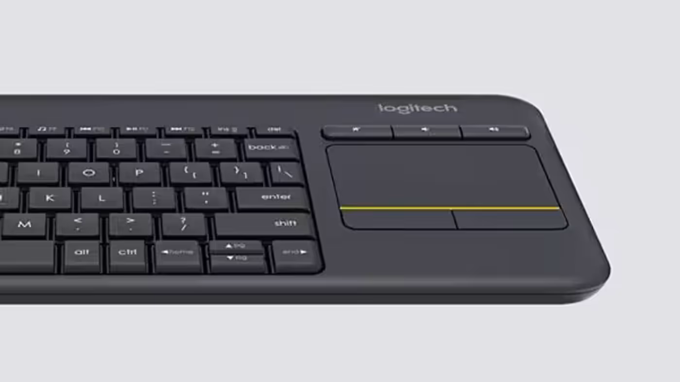Large touchpad and quiet key layout on the Logitech K400 PLUS