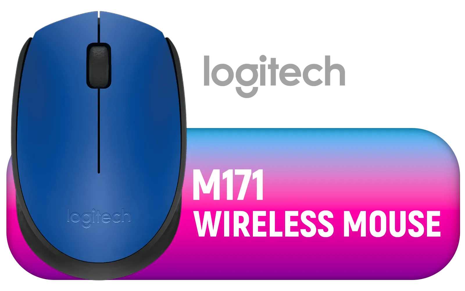 Logitech M171 Wireless Mouse - Blue / 2.4 GHz with USB Nano Receiver / Optical Tracking / Ambidextrous / PC/Mac/Laptop / 910-004640