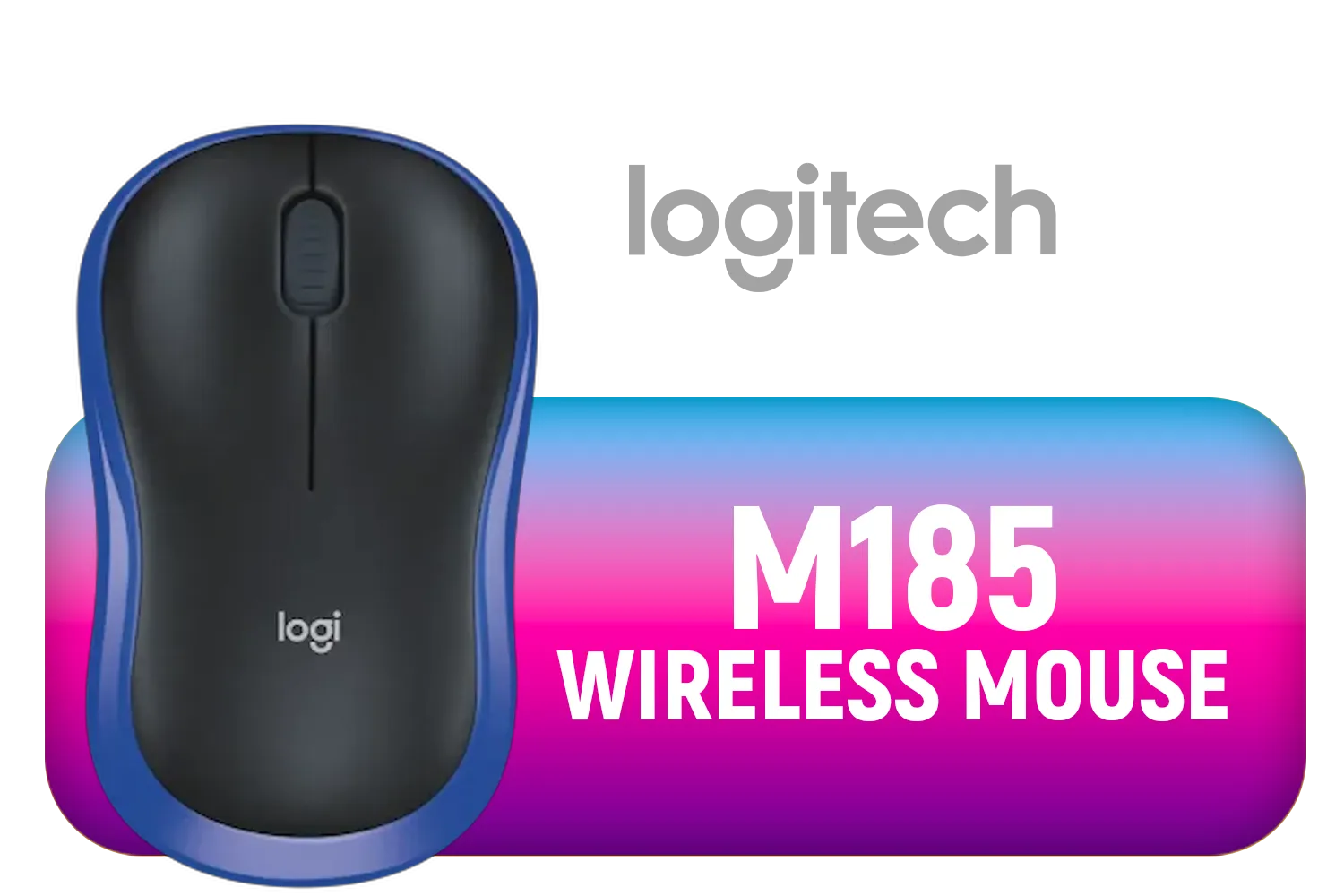 Logitech M185 Wireless Mouse - Blue / 2.4GHz Wireless Connectivity / Plug And Play / 10M Wireless Range / 910-002236