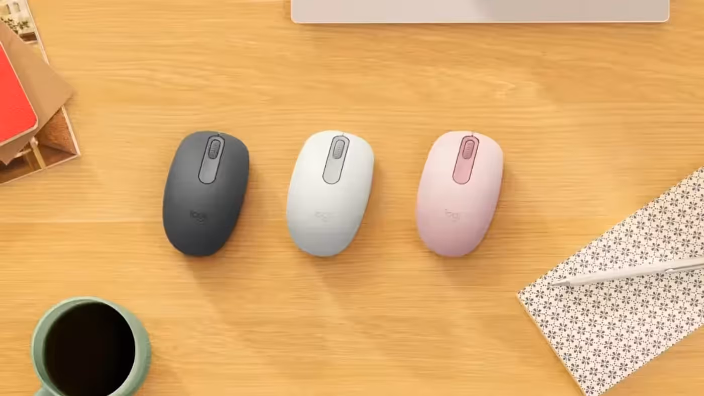Detailed three-quarter view of the Logitech M196 wireless Bluetooth mouse