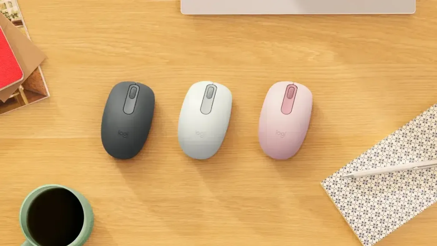 Detailed three-quarter view of the Logitech M196 wireless Bluetooth mouse