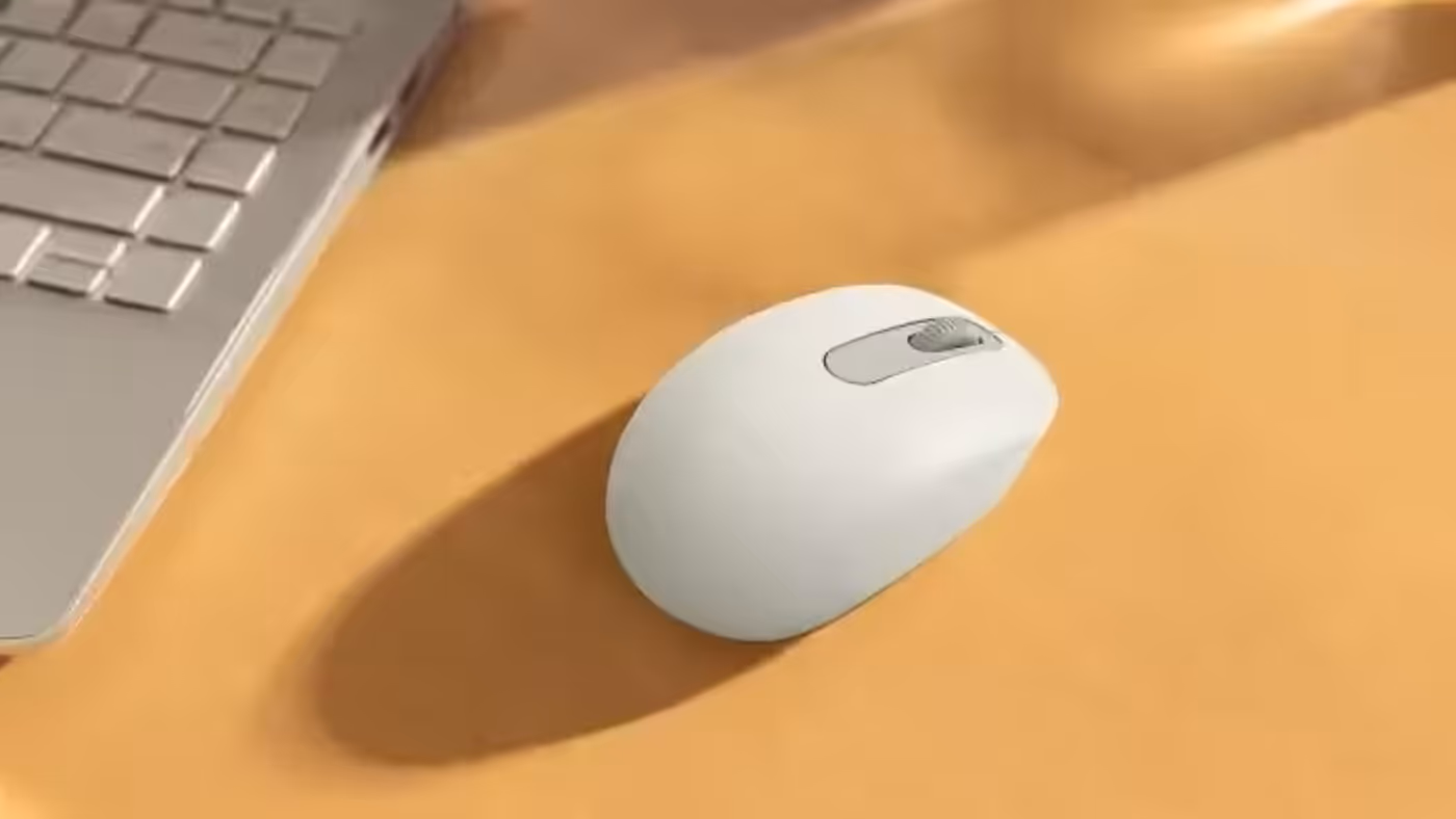 Side profile of the Logitech M196 showing its ergonomic contour